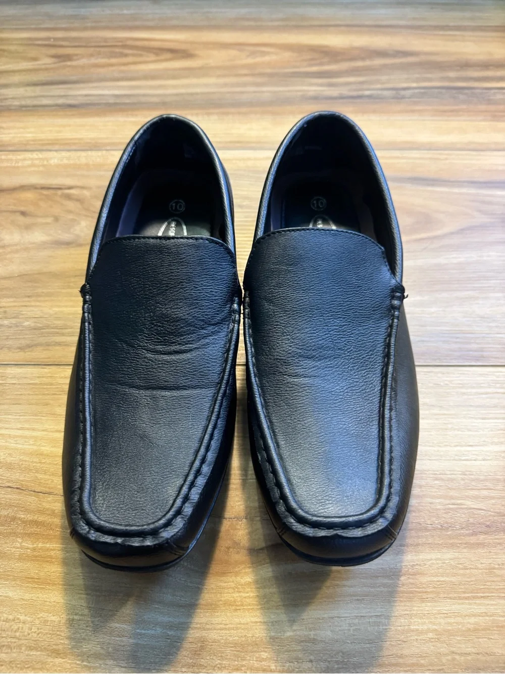 Classic Black Slip-On Moc Toe Faux Leather Loafers for Men